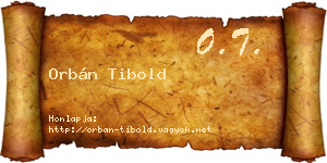 Orbán Tibold névjegykártya